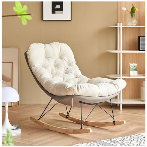 Schaukelstuhl, Flanell Gepolsterter Schaukelsessel, Lesesessel Moderner Relaxstuhl Sessel mit Holzkufen, Stuhl bis 150 kg belastbar, Stahlbeinen, Ergonomisches Design (Grau) von Generisch