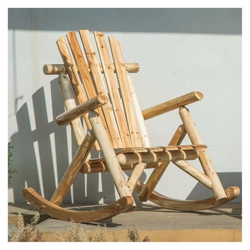 Schaukelstuhl-Set aus Holz, bequeme Lattensitzfläche und Rückenlehne, perfekt für Veranda, Terrasse, Balkon, Garten und Entspannung am Pool von Generisch
