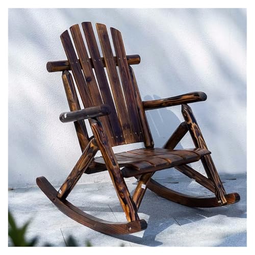 Schaukelstuhl-Set aus Holz, bequemer Lattensitz und Rückenlehne, perfekt für Veranda, Terrasse, Garten und Entspannung am Pool von Generisch