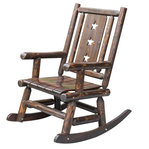 Schaukelstuhl aus Holz, hoher Rückenlehnenkomfort mit Lattensitz, antiker Stil für Innen- und Außenentspannung im Garten oder Hof von Generisch