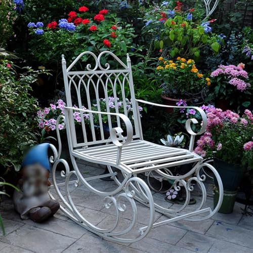 Schaukelstuhl aus Schmiedeeisen, stabile und langlebige Gartenbank für Terrasse, Park und Freizeitkomfort von Generisch