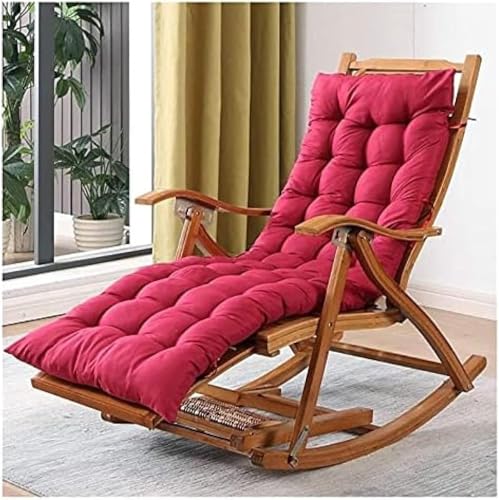 Schaukelstuhl für den Innen- und Außenbereich, aus Holz, faltbar, für den Strand, Terrasse, Lounge, mit Armlehne, Fußmassagekissen, tragbares Liegestuhl, ergonomische Wippe zum Entspannen, Rot Schaukelstuhl für den Innen- und Außenbereich, aus Holz, faltbar, für den Strand, Terrasse, Lounge, mit Armlehne, Fußmassagekissen, tragbares Liegestuhl, ergonomische Wippe zum Entspannen, Rot von Generisch