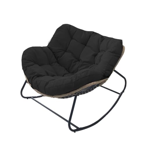Schaukelstuhl für den Innenbereich, übergroßer Loungestuhl für Erwachsene, mit Stahlrahmen, für Terrasse, Garten, Wohnzimmer oder Büro, Schwarz Schaukelstuhl für den Innenbereich, übergroßer Loungestuhl für Erwachsene, mit Stahlrahmen, für Terrasse, Garten, Wohnzimmer oder Büro, Schwarz von Generisch