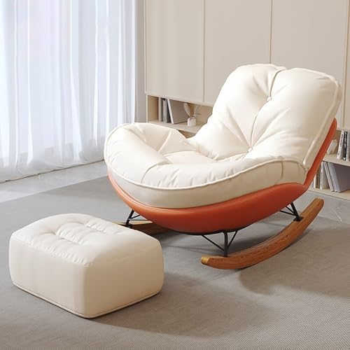 Schaukelstuhl mit Kissen und Ottomane, ergonomisches Design, Flanell-Polsterung, breite Sitzfläche Schaukelstuhl mit Kissen und Ottomane, ergonomisches Design, Flanell-Polsterung, breite Sitzfläche von Generisch