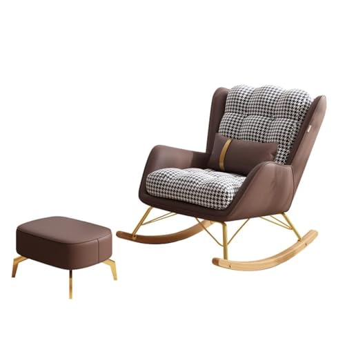 Schaukelstuhl mit Ottomane, modernes Design der Mitte des Jahrhunderts, breite Rückenlehne, gepolsterter Sitz, bequemer Gleiter für Wohnzimmer Schaukelstuhl mit Ottomane, modernes Design der Mitte des Jahrhunderts, breite Rückenlehne, gepolsterter Sitz, bequemer Gleiter für Wohnzimmer von Generisch