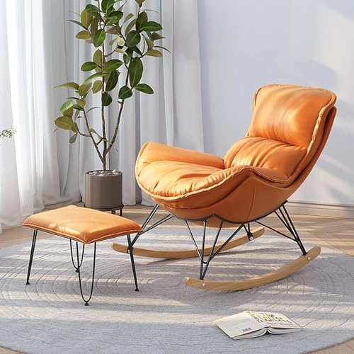 Schaukelstuhl mit hoher Rückenlehne und Fußhocker - Liegesofa für ultimativen Komfort im Wohnzimmer oder Schlafzimmer - Perfekt für Entspannung und Stil von Generisch