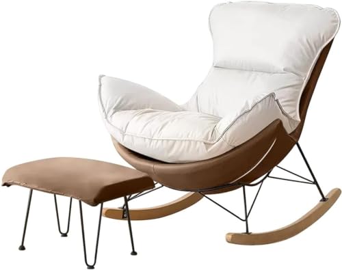 Schaukelstuhl und Fußhocker Set - Moderner Sessel für Wohnzimmer, Balkon oder Schlafzimmer, bequemer Liegestuhl mit weichem Schlafdesign zum Entspannen und Lesen Schaukelstuhl und Fußhocker Set - Moderner Sessel für Wohnzimmer, Balkon oder Schlafzimmer, bequemer Liegestuhl mit weichem Schlafdesign zum Entspannen und Lesen von Generisch