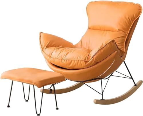 Schaukelstuhl und Fußhocker Set - Moderner Sessel für Wohnzimmer, Balkon oder Schlafzimmer, bequemer Liegestuhl mit weichem Schlafdesign zum Entspannen und Lesen Schaukelstuhl und Fußhocker Set - Moderner Sessel für Wohnzimmer, Balkon oder Schlafzimmer, bequemer Liegestuhl mit weichem Schlafdesign zum Entspannen und Lesen von Generisch
