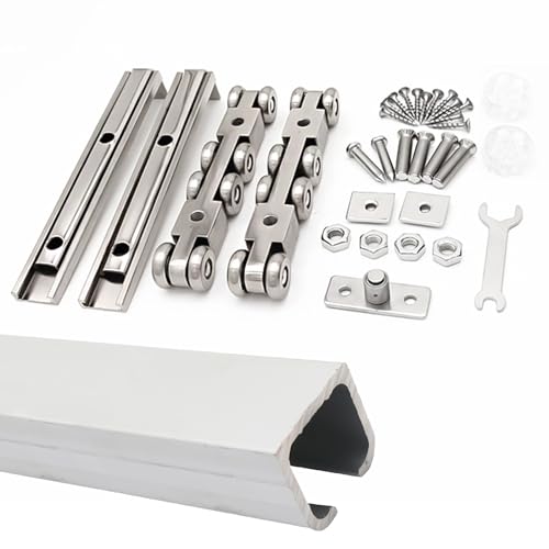 Scheunentor-Hardware-Kit – Schiebetürschiene, oben montierte Einzeltaschentürführung für Holztüren, 8 Räder für reibungslosen Betrieb von Generisch