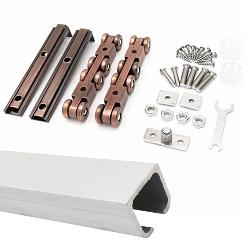 Scheunentor-Hardware-Kit – Schiebetürschiene, oben montierte Einzeltaschentürführung für Holztüren, 8 Räder für reibungslosen Betrieb von Generisch