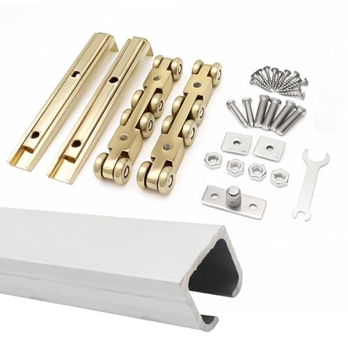 Scheunentor-Hardware-Kit – Schiebetürschiene, oben montierte Einzeltaschentürführung für Holztüren, 8 Räder für reibungslosen Betrieb von Generisch