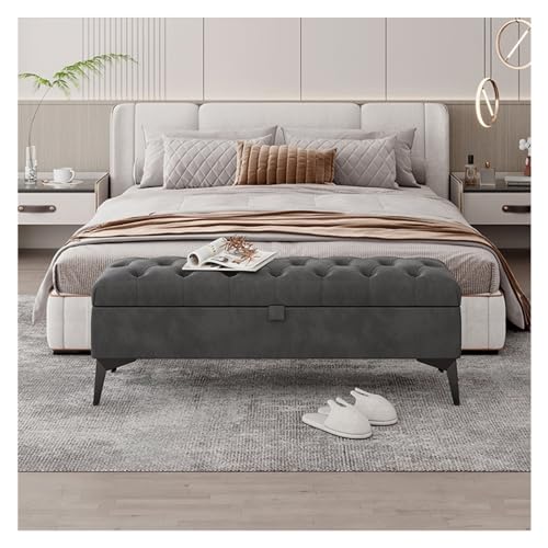 Schicke, moderne Samtbank mit Stauraum, Polsterhocker, Fußstütze für Schlafzimmer, Eingangsbereich und Wohnzimmer, stilvolles getuftetes Design, dekoratives Möbelstück von Generisch