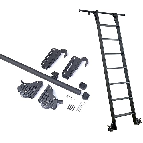 Schiebe Bibliotheksleiter Hardware-Kit 5 m Schiene mit Bodenrolle und Bremse, Rundrohr-Schiebesystem für den Innenbereich von Generisch