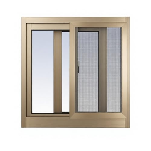 Schiebefenster Gartenhaus Fenster Aluminium, Bündig Montiertes Fenster Mit Gehärtetem Glas Und Abnehmbarem Sichtschutz Für Spielhäuser, Schuppen, Garage Und Hühnerställe(Champagne,63x53cm) von Generisch
