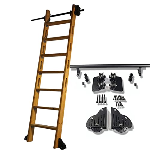 Schiebeleiter-Hardware-Kit (keine Leiter im Lieferumfang enthalten), 400 cm, runde Stahlschiene für Zuhause oder Dachboden, mit Rädern, einfach zu installieren von Generisch