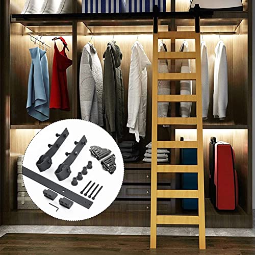 Schiebeleiter-Hardware-Set, 100800 cm, verstellbare runde Schiene/Schiene für mobile Leitern, robuster Stahl mit Bodenrollen, 800 cm Länge von Generisch