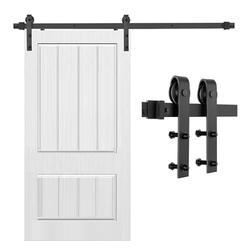 Schiebetür-Hardware-Kit, Karbonstahlschienen, Einzeltür-Schienenrolle für Garage, Kleiderschrank, Badezimmer von Generisch
