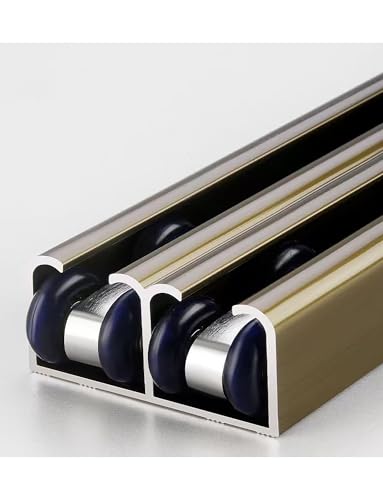 Schiebetür-Hardware-Kit mit Doppelschiene for Scheunentore, Ersatz for die Deckenmontage der Schranktürschiene for Holz- und Metalltüren(Gold,Track 270cm) von Generisch