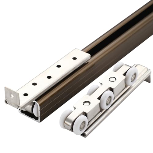 Schiebetür-Hardware-Kit mit robuster Aluminiumschiene für reibungslosen Bypass-Betrieb in Scheune, Dusche und Schrankanwendungen Schiebetür-Hardware-Kit mit robuster Aluminiumschiene für reibungslosen Bypass-Betrieb in Scheune, Dusche und Schrankanwendungen von Generisch