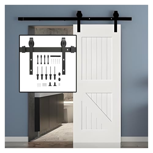 Schiebetür-Hardware-Set, Stahlschienensystem, einfache Installation für Schrank, Badezimmer, Kleiderschrank, Garage Schiebetür-Hardware-Set, Stahlschienensystem, einfache Installation für Schrank, Badezimmer, Kleiderschrank, Garage von Generisch