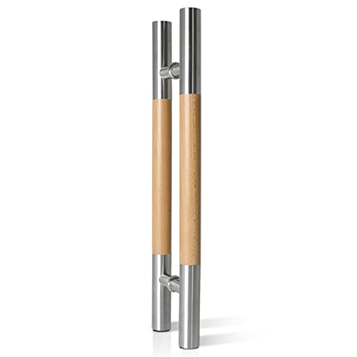 Schiebetürgriff-Set, robuster Edelstahlgriff mit Massivholzstange, Montage von hinten an hinten, 99 cm für einfachen Zugriff von Generisch