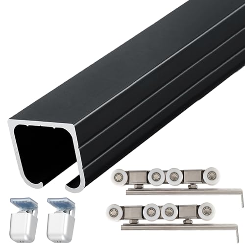 Schiebetürschienen-Set, robustes Bypass-Türrollensystem mit Absenkautomatik für Kleiderschrank- und Schranktüren Schiebetürschienen-Set, robustes Bypass-Türrollensystem mit Absenkautomatik für Kleiderschrank- und Schranktüren von Generisch
