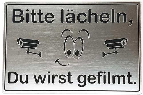 Schild Kamera-Überwachung Bitte lächeln 15x10 cm Gravur Videoüberwachung Wetterfest von Generisch