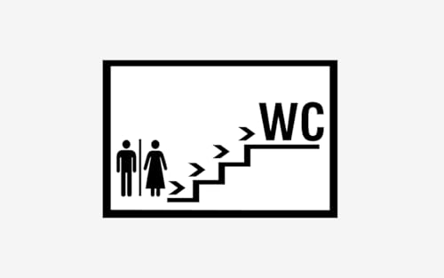 Schild WC Treppe hoch 20 x 30cm hergestellt aus • PVC Hartschaum Weiß • Aluverbund 3mm • 100% Made in Germany (PVC Hartschaumplatte 3 mm, Material:) von Generisch