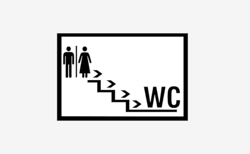 Schild WC Treppe runter 20 x 30cm hergestellt aus • PVC Hartschaum Weiß • Aluverbund 3mm • 100% Made in Germany (PVC Hartschaumplatte 3 mm, Material:) von Generisch