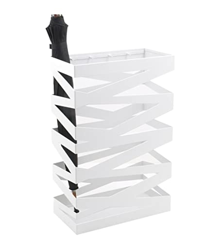 Schirmständer aus Metall mit Haken – rechteckiges, platzsparendes Design für Hotel, Restaurant und Zuhause – robuster Halter für drinnen und draußen (weiß, 40 x 20 x 60 cm) von Generisch