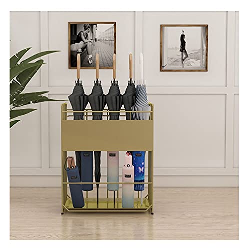 Schirmständer aus Metall – stilvolles faltbares Design für 12 Regenschirme (127 cm lang/kurz) mit Abtropfschale – Schwarz & Gold Farbe 51 x 36 x 60 cm – perfekt für den Innenbereich von Generisch