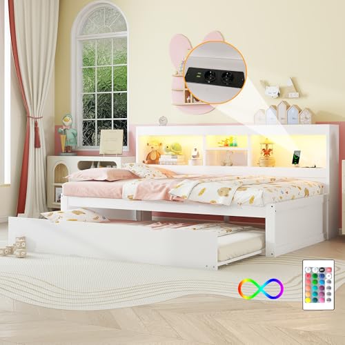 Schlafsofa Tagesbett 90x200 cm mit LED-Beleuchtung, Staufach, ausziehbarer Funktion & Steckdose+USB – Moderne Multifunktionslösung für kleine Räume in Weiß Schlafsofa Tagesbett 90x200 cm mit LED-Beleuchtung, Staufach, ausziehbarer Funktion & Steckdose+USB – Moderne Multifunktionslösung für kleine Räume in Weiß von Generisch