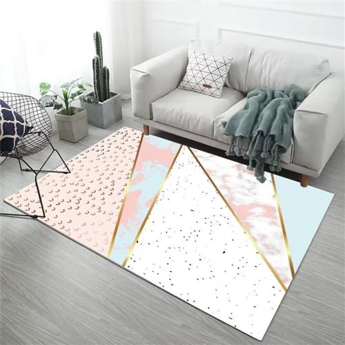 Schlafzimmer Teppich Geometrischer, minimalistischer, schmutzabweisender Modekorridor für das Wohnzimmer Teppich Kurzflor Weiß Korridorteppich Kinder Teppiche 80X140CM von Generisch