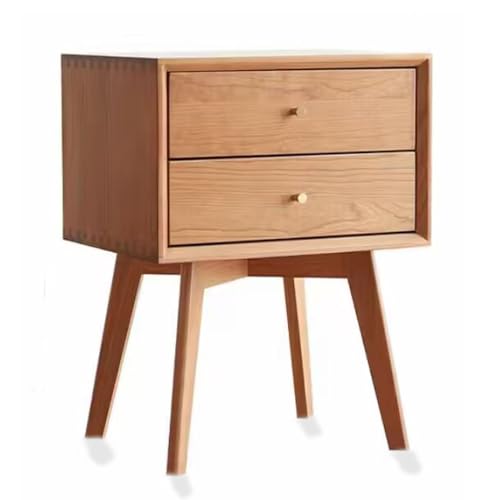 Schlank Vintage Nachtkommode - Hoher Nachttisch mit Schubladen 2er Set - Schmaler Nachttisch für Schlafzimmer Leiser Beistelltisch Platzsparende Möbellösungen von Generisch