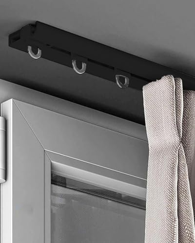 Schlanke 7,1 mm schwarze Metall-Vorhangschiene für Erkerfenster, Deckenmontage, verstellbarer Raumteiler, unsichtbares Design, passend für 1 m - 8 m, 360 cm Länge Schlanke 7,1 mm schwarze Metall-Vorhangschiene für Erkerfenster, Deckenmontage, verstellbarer Raumteiler, unsichtbares Design, passend für 1 m - 8 m, 360 cm Länge von Generisch