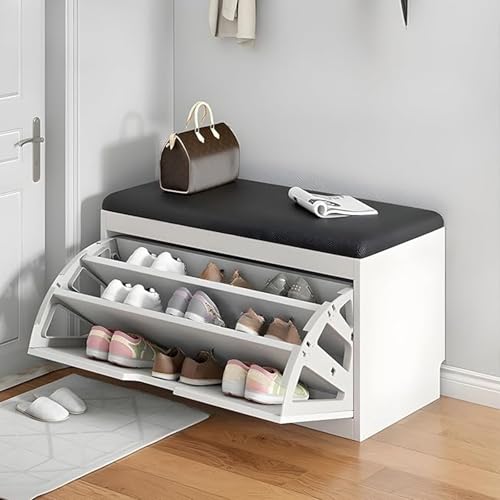 Schlanke Schuhbank mit Kissen, 2-stöckiger Schuhschrank für 2–15 Paar, platzsparendes Schuhregal für Eingangsbereich, Flur oder Schlafzimmer, Schwarz, 50,8 cm L x 30,5 cm B Schlanke Schuhbank mit Kissen, 2-stöckiger Schuhschrank für 2–15 Paar, platzsparendes Schuhregal für Eingangsbereich, Flur oder Schlafzimmer, Schwarz, 50,8 cm L x 30,5 cm B von Generisch