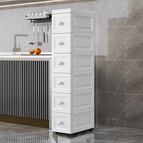 Schlanker schmaler Aufbewahrungsschrank, multifunktionaler Hochschrank für Bad und Küche, platzsparend, weiß, Maße 34 cm x 15 cm x 93 cm, ideal für kleine Räume Schlanker schmaler Aufbewahrungsschrank, multifunktionaler Hochschrank für Bad und Küche, platzsparend, weiß, Maße 34 cm x 15 cm x 93 cm, ideal für kleine Räume von Generisch