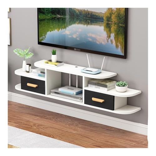 Schlanker schwarzer schwimmender TV-Ständer, Wandmontage, Medienschrank mit Kabelmanagement, modernes Lowboard für Wohnzimmer, Unterhaltung, platzsparendes Design Schlanker schwarzer schwimmender TV-Ständer, Wandmontage, Medienschrank mit Kabelmanagement, modernes Lowboard für Wohnzimmer, Unterhaltung, platzsparendes Design von Generisch