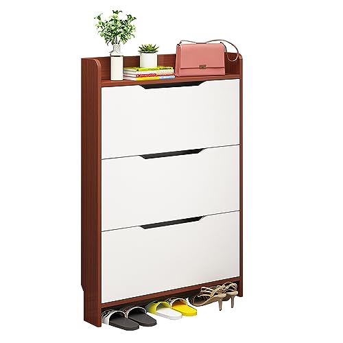 Schlankes Schuhregal aus Holz, modernes platzsparendes Design, große Kapazität für Flur und Eingang, einfache Teak-Farbe, perfekt für Schuhe mit Stil Schlankes Schuhregal aus Holz, modernes platzsparendes Design, große Kapazität für Flur und Eingang, einfache Teak-Farbe, perfekt für Schuhe mit Stil von Generisch