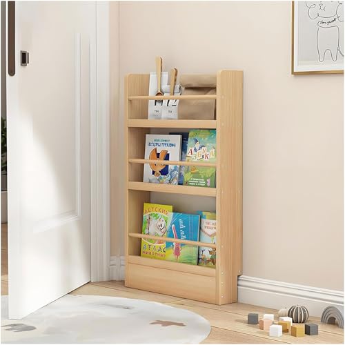 Schlankes vertikales Bücherregal – stilvolles Bücherregal aus Holz für Schlafzimmer, Wohnzimmer, Heimbüro, platzsparende Aufbewahrung hinter der Tür (Größe: 60 x 10 x 145 cm) von Generisch