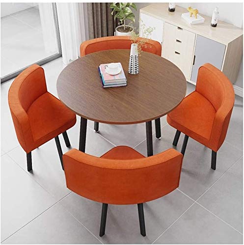 Schlichtes rundes Konferenztisch-Set mit Stühlen für Büro Empfang Balkon Wohnzimmer Hotel Freizeit - Kompakte Orange Esstisch & Stuhl Kombination Schlichtes rundes Konferenztisch-Set mit Stühlen für Büro Empfang Balkon Wohnzimmer Hotel Freizeit - Kompakte Orange Esstisch & Stuhl Kombination von Generisch