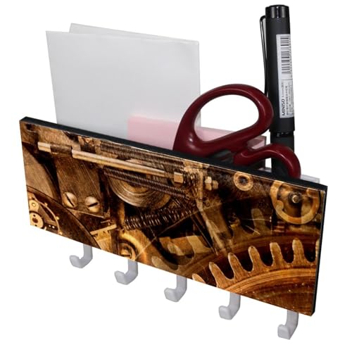 Schlüsselhalter für die Wand, dekorativ, mit 5 Schlüsselhaken, abstrakte Grunge-Räder, Wandhalterung, Organizer mit Post-Schlüsselhalter, selbstklebend Schlüsselhalter für die Wand, dekorativ, mit 5 Schlüsselhaken, abstrakte Grunge-Räder, Wandhalterung, Organizer mit Post-Schlüsselhalter, selbstklebend von Generisch