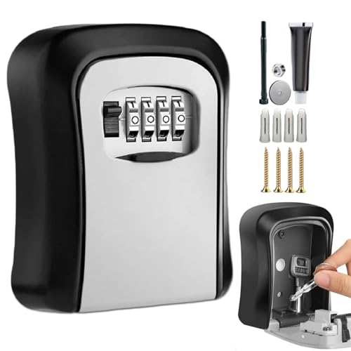 Schlüsselschrank - Schlüsselbox - 13 cm Schlüsselspeicherbox - Schlüsselbox mit 4 -Ziffer -Kombination, wasserdichtem und Sicherheitsschaltkasten, Metallschlüssel außen für die Home Garage School Schlüsselschrank - Schlüsselbox - 13 cm Schlüsselspeicherbox - Schlüsselbox mit 4 -Ziffer -Kombination, wasserdichtem und Sicherheitsschaltkasten, Metallschlüssel außen für die Home Garage School von Generisch