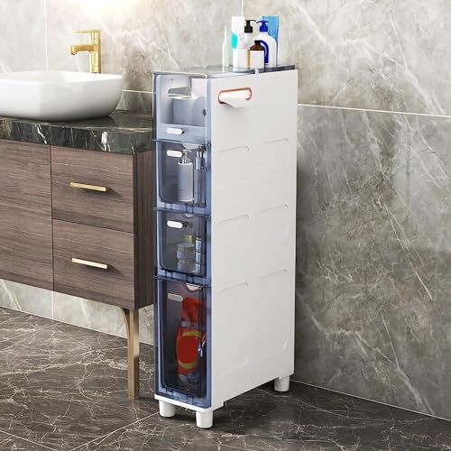 Schmale Badezimmer-Schließfächer mit transparenten Schubladen und Rollen, stabile Toilettenartikel, Schlafzimmer- und Badezimmer-Organizer, platzsparendes Design Schmale Badezimmer-Schließfächer mit transparenten Schubladen und Rollen, stabile Toilettenartikel, Schlafzimmer- und Badezimmer-Organizer, platzsparendes Design von Generisch