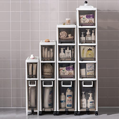 Schmaler Badezimmer-Aufbewahrungsschrank, 2-stöckiger Toilettenpapierhalter & Organizer, platzsparender Schminkschrank für kleine Räume und Ecken, Braun, 16 cm Breite von Generisch