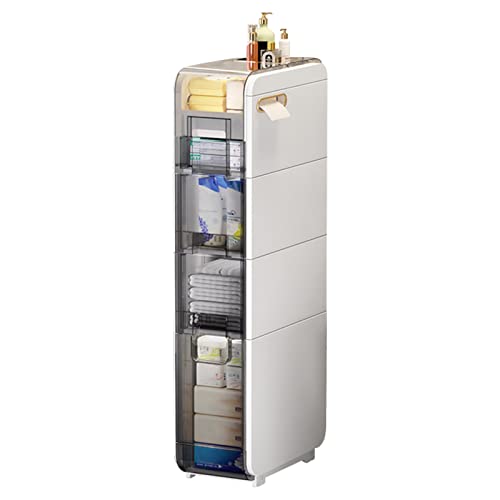 Schmaler Badezimmer-Aufbewahrungsschrank, schmaler 4-stöckiger Nizer für Waschraum, Wohnmobil, Schlafzimmer, kompakter Toilettenpapierhalter, platzsparende Möbellösung Schmaler Badezimmer-Aufbewahrungsschrank, schmaler 4-stöckiger Nizer für Waschraum, Wohnmobil, Schlafzimmer, kompakter Toilettenpapierhalter, platzsparende Möbellösung von Generisch