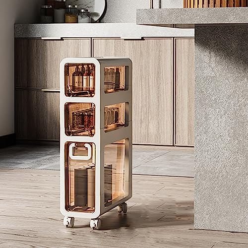 Schmaler Badezimmerschrank mit transparenten Schubladen und Rollen, hohe Kapazität, Nizer für kleine Räume, wasserdicht, vertikale Aufbewahrungseinheit für Toiletten und enge Bereiche von Generisch
