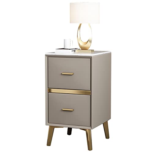 Schmaler Beistelltisch, Nachttisch, Mikrofaser-Ledertisch mit 2 Schubladen, gesinterte Steinplatte für kleine Räume, Khaki, 35 x 35 x 55 cm, modernes Design Schmaler Beistelltisch, Nachttisch, Mikrofaser-Ledertisch mit 2 Schubladen, gesinterte Steinplatte für kleine Räume, Khaki, 35 x 35 x 55 cm, modernes Design von Generisch
