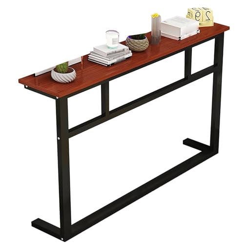 Schmaler Coole-Tisch mit Stauraum hinter dem Sofatisch, dicker Stahlrahmen, vielseitiger Eingangs- oder Flurtisch, braun, 160 x 80 x 20 cm, ideal für Nachttisch & Heizungsabdeckung von Generisch