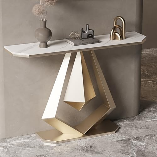 Schmaler Konsolentisch, Industriedesign mit geometrischem Metallfuß, ideal für hinter Couch oder Eingangsbereich von Generisch